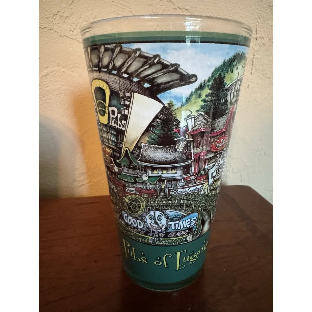 Pubs‎ of Eugene Oregon Pint Glasses 2011 Brian McKelvey Artist Signed Beer Glass